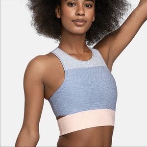 Outdoor Voices Slash-back Crop Top Pink Blue Small